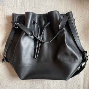 Opening Ceremony Izzy Black Leather Backpack Bag Drawstring Convertible